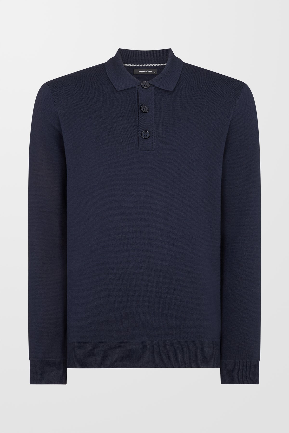 Long Sleeve Cotton Knit Polo ( In Navy )