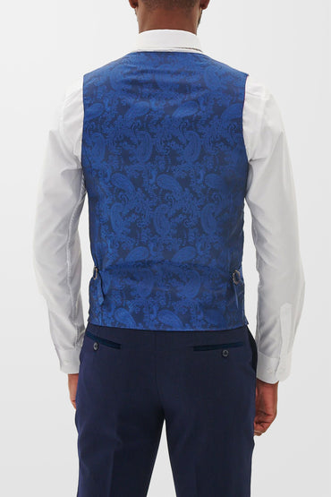Bromley Navy Check Single-Breasted Waistcoat