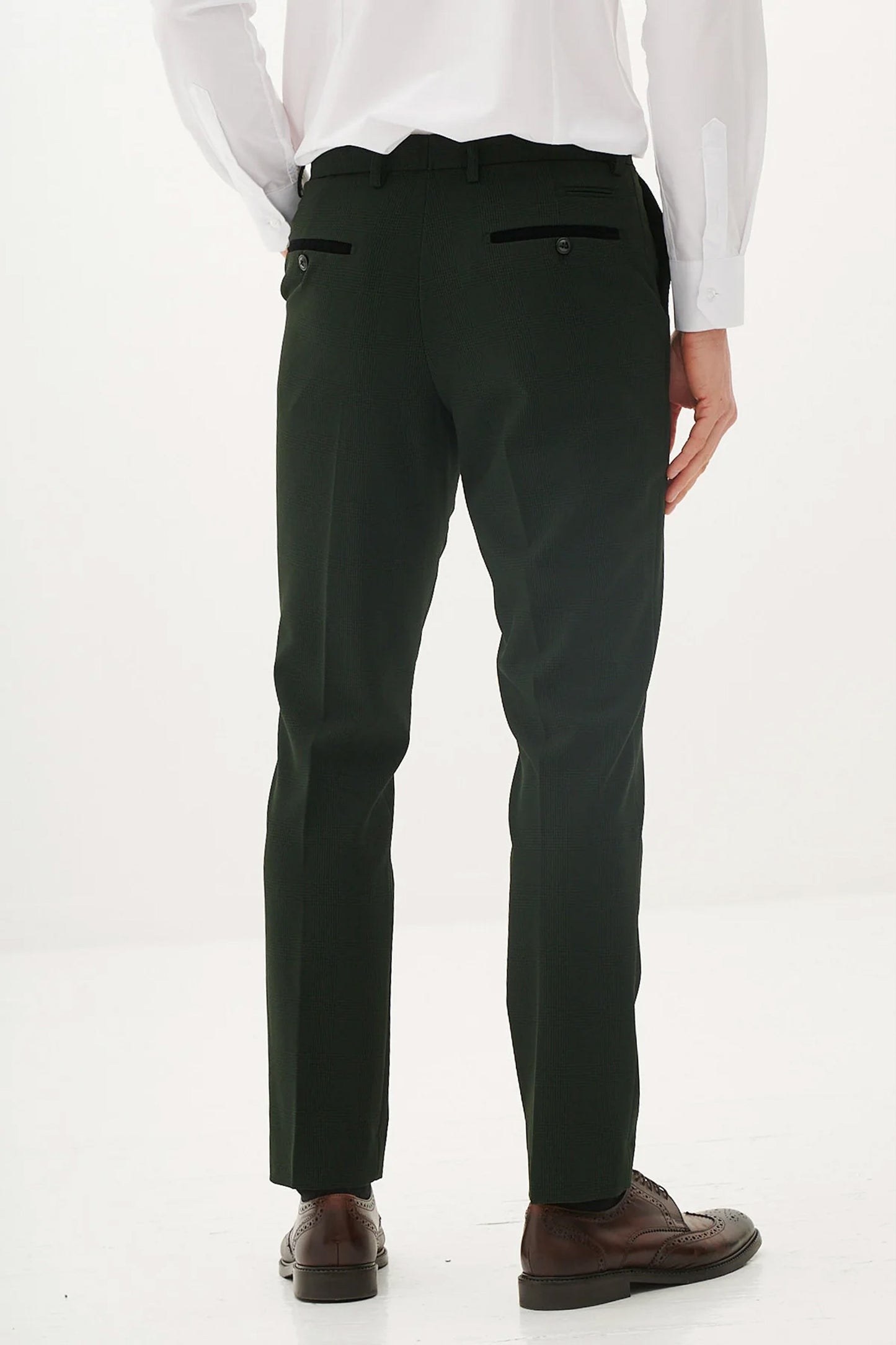 Bromley Olive Check Trousers