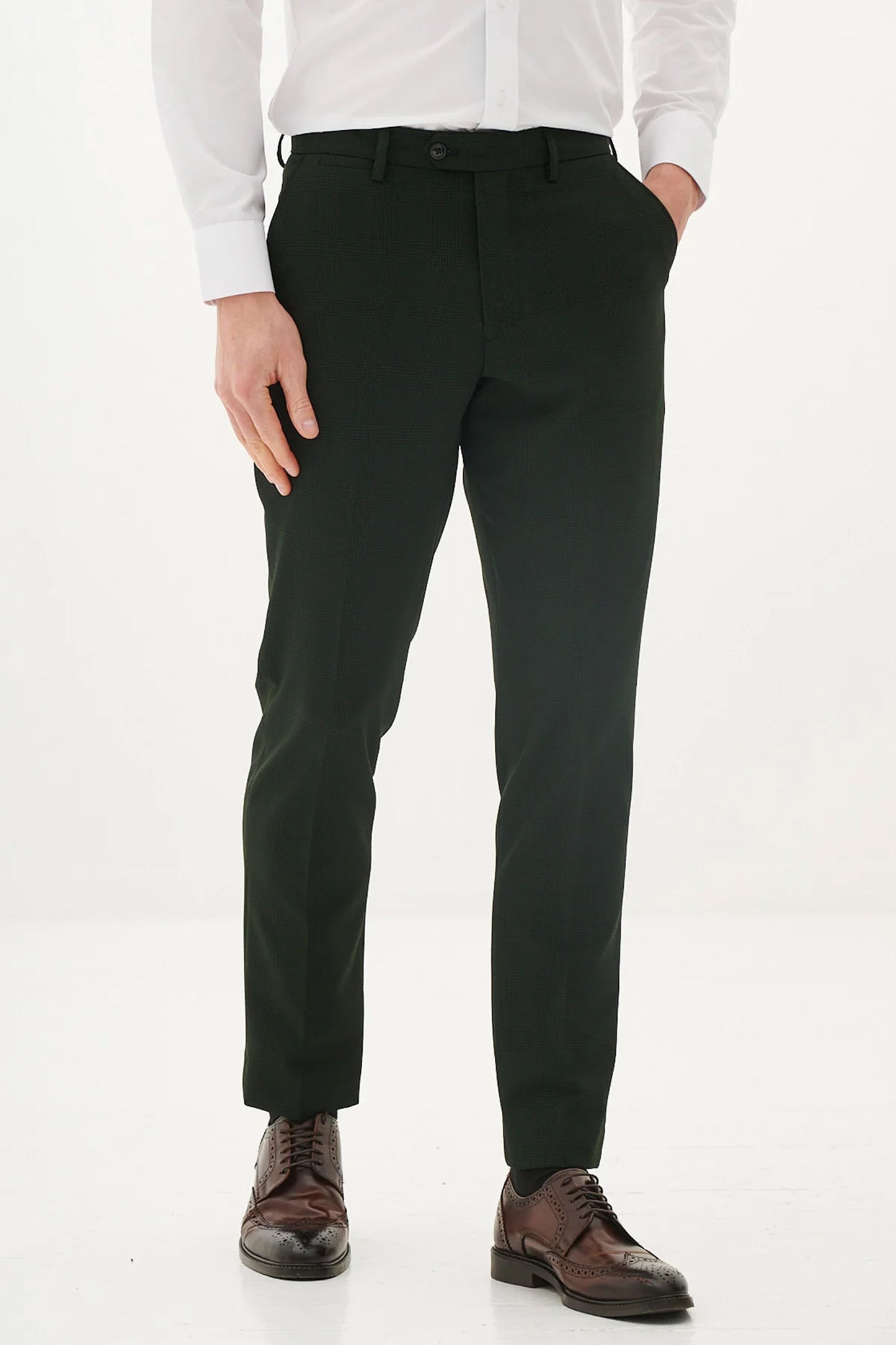 Bromley Olive Check Trousers