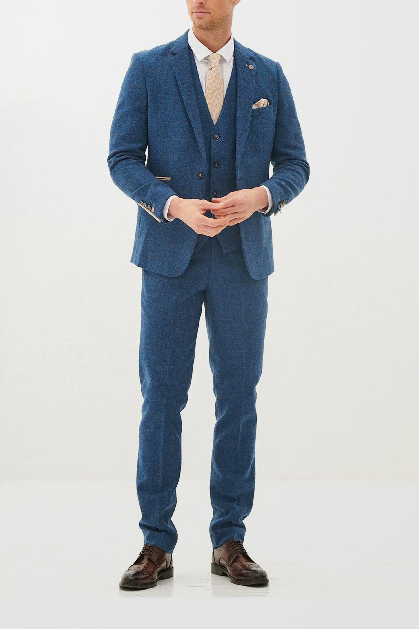 Dion Blue Tweed Tailored 3pc Suit