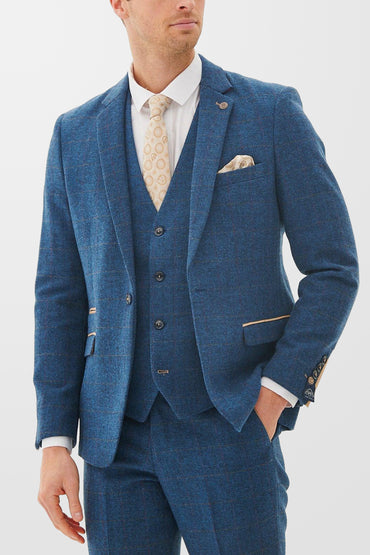 Dion Blue Tweed Check Blazer