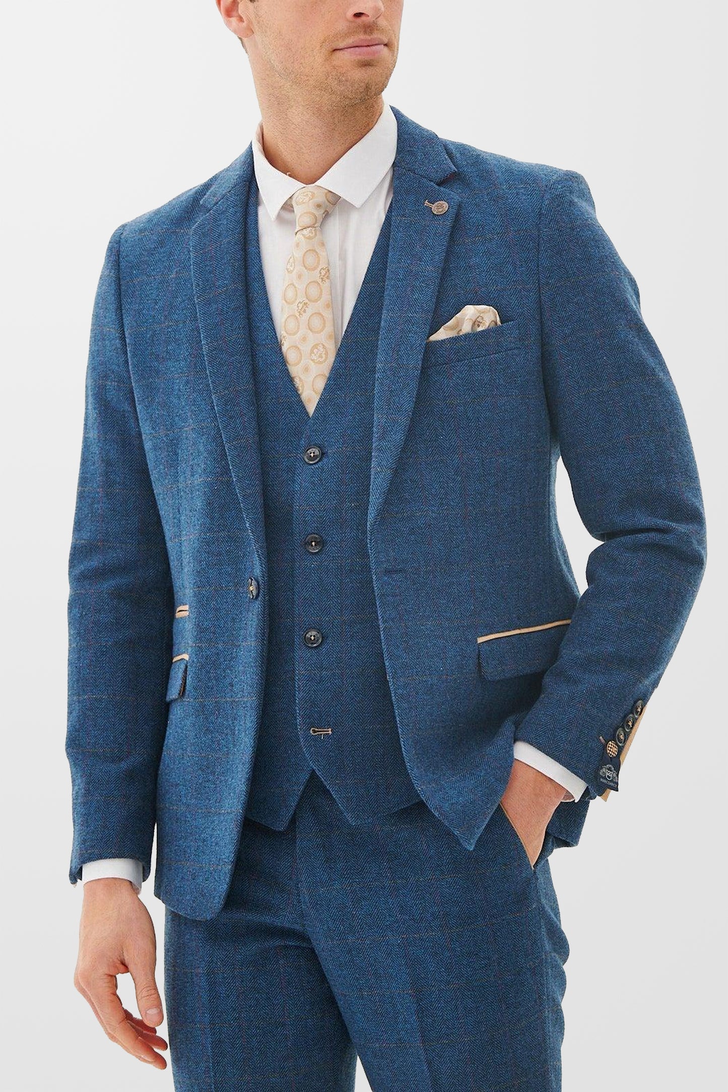 Dion Blue Tweed Tailored 3pc Suit