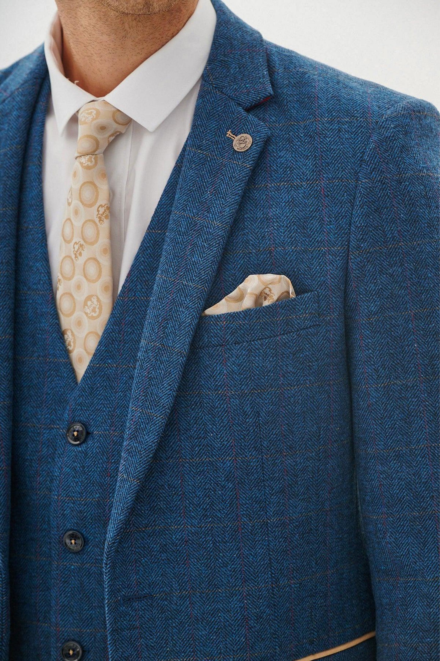 Dion Blue Tweed Tailored 3pc Suit