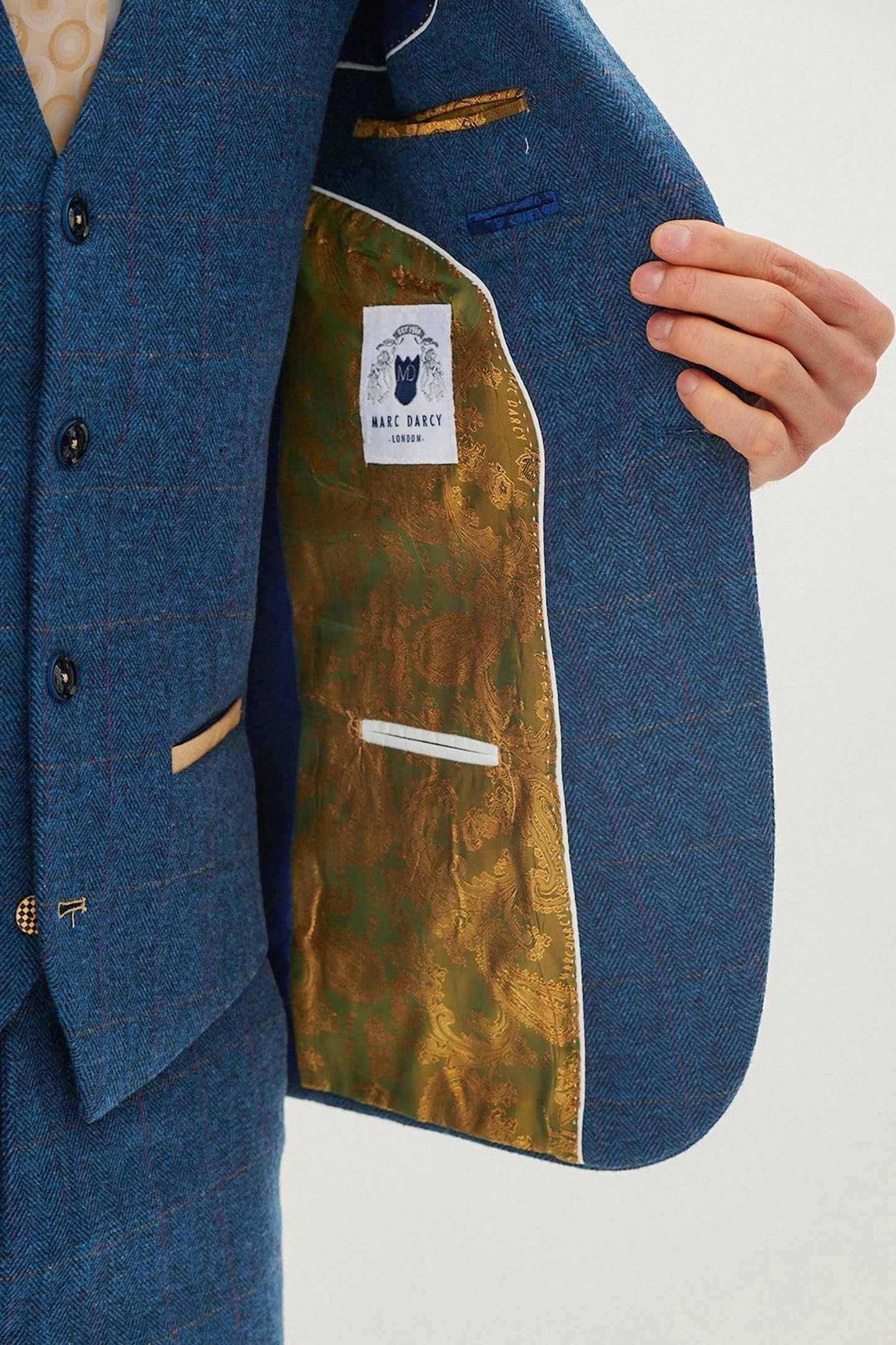 Dion Blue Tweed Tailored 3pc Suit