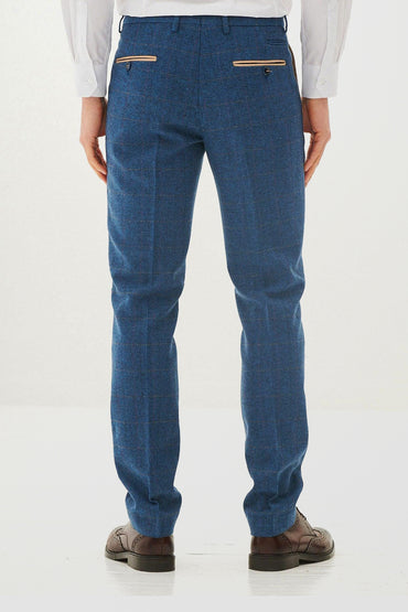 Dion Blue Tweed Check Trousers