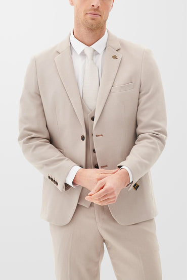 HM5 Stone Tailored Plain 3pc Suit