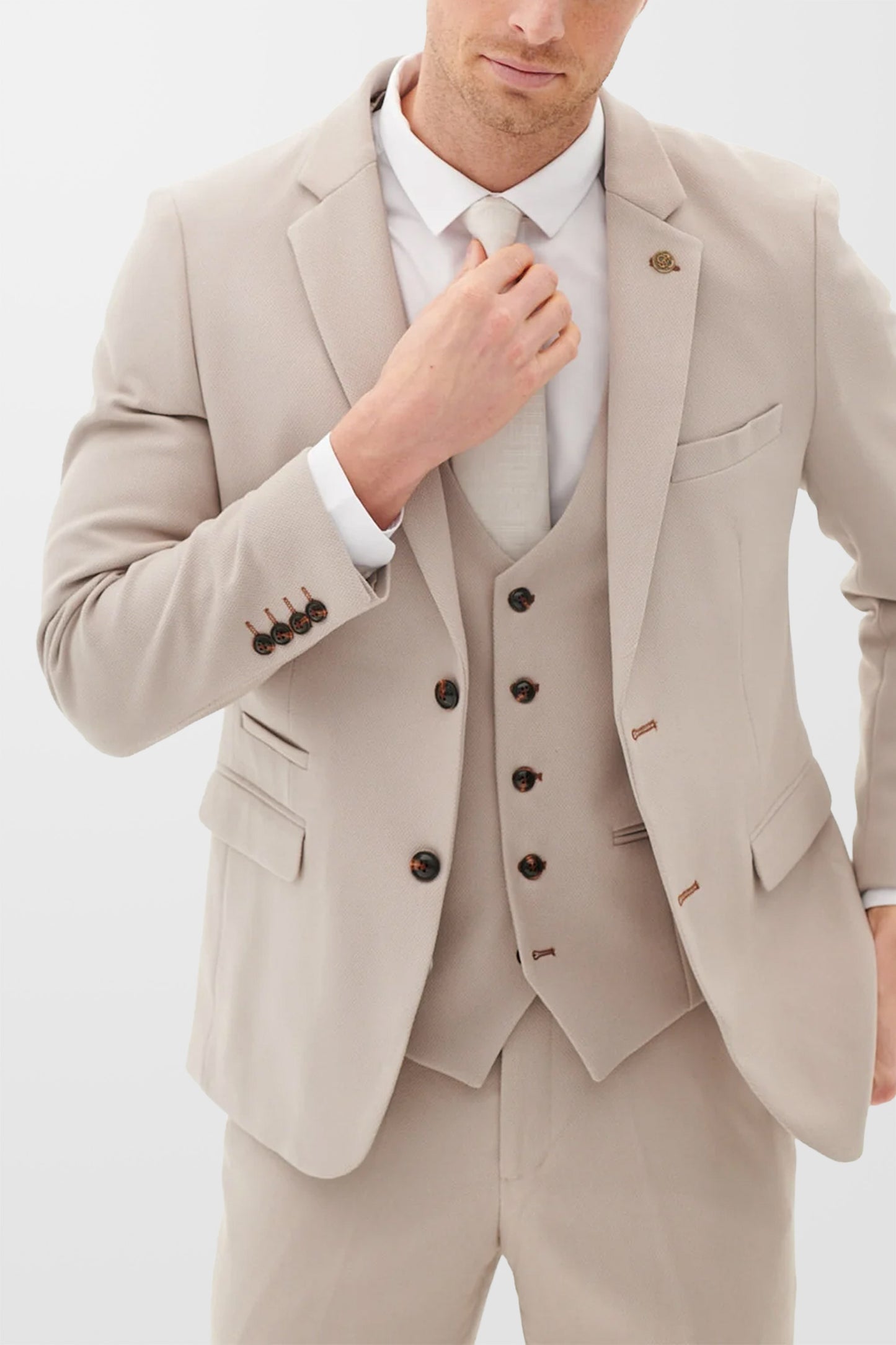 HM5 Stone Tailored Plain 3pc Suit