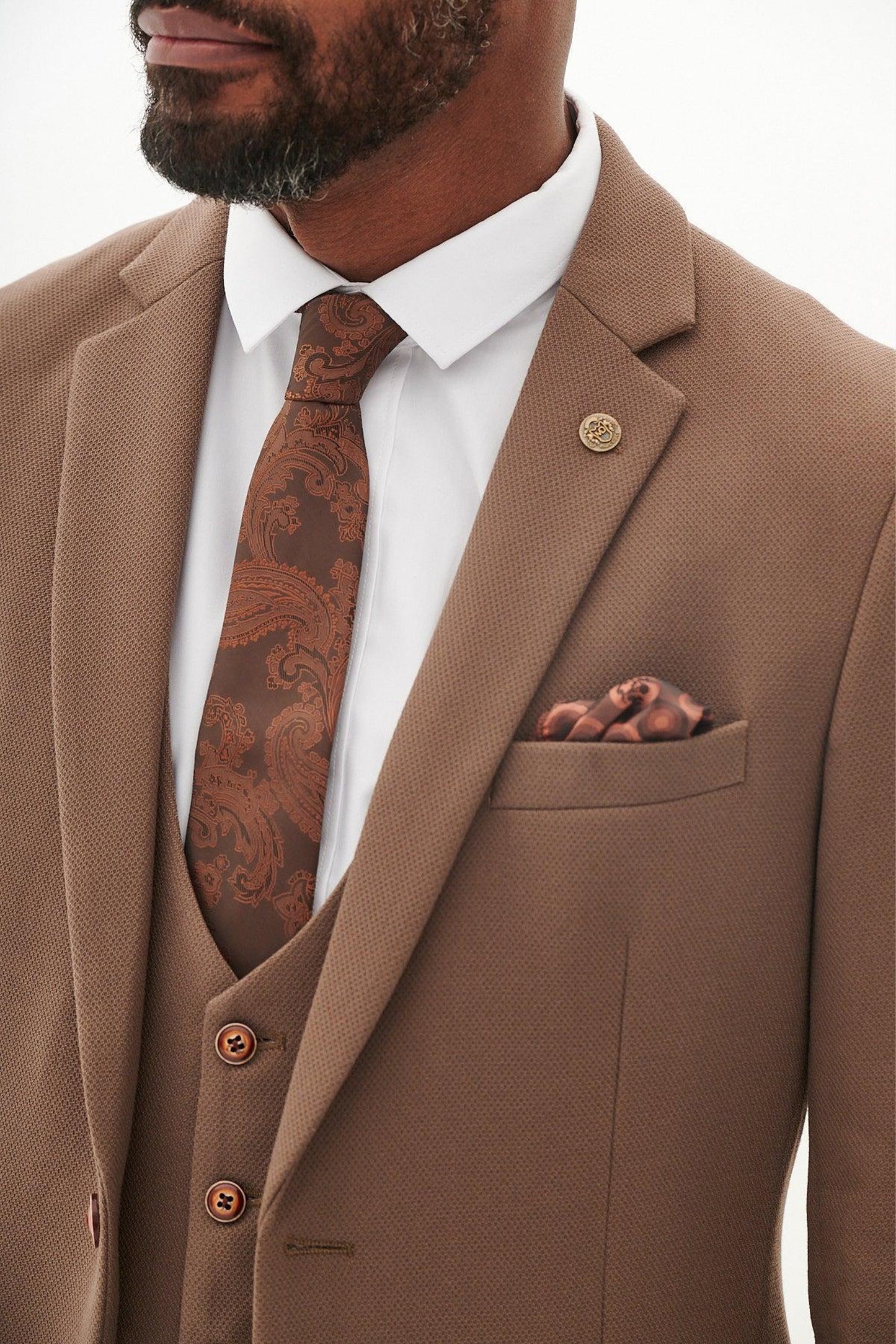 HM5 Tan Plain Tailored 3pc Suit