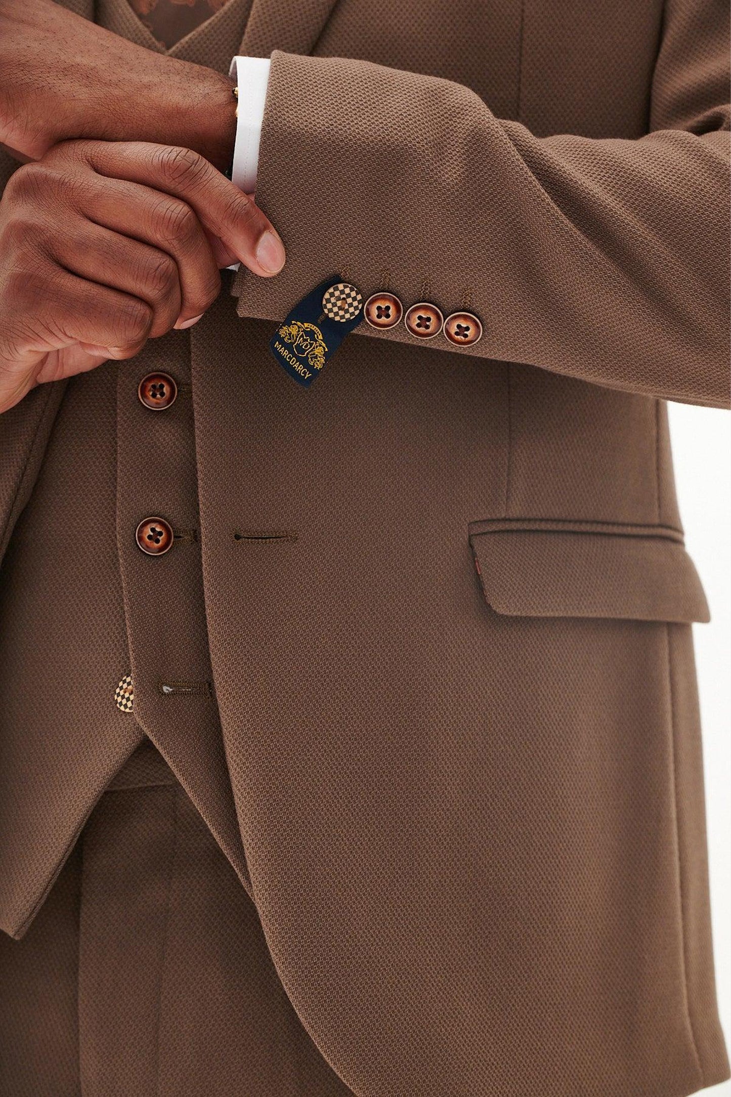 HM5 Tan Plain Tailored 3pc Suit