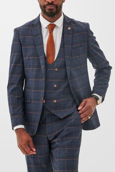 Jenson Marine Check Tailored 3pc Suit