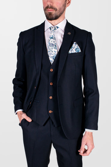 Max Navy Diamond Textured Blazer