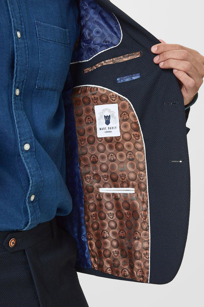 Max Navy Plain Textured 3pc Suit