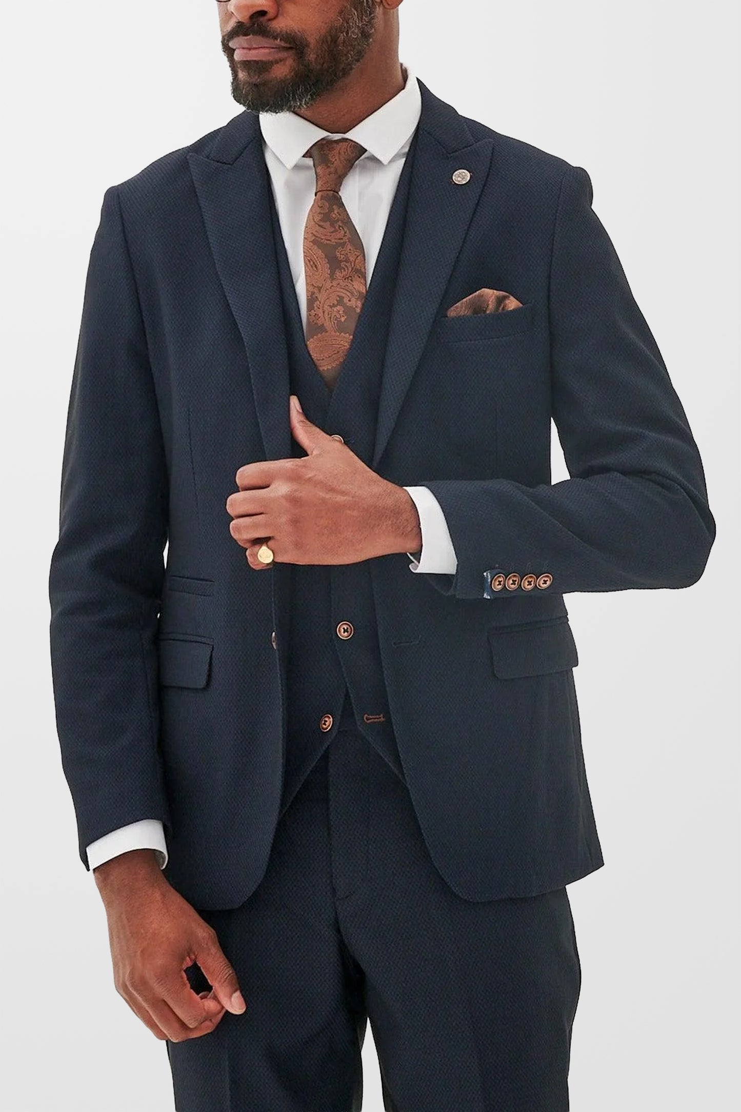 Max Navy Diamond Textured Blazer