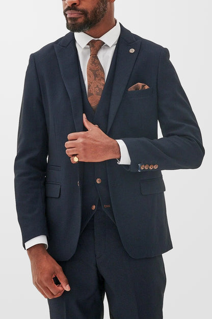 Max Navy Diamond Textured Blazer