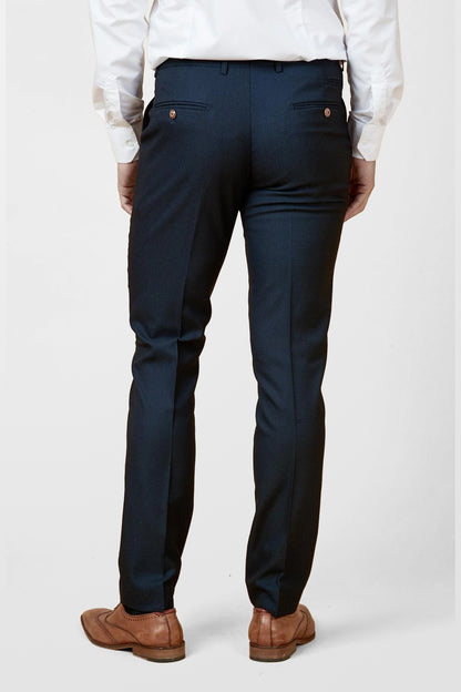 Max Navy Diamond Textured Trousers
