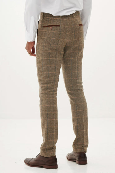 Ted Tan Tweed Check Trousers