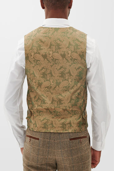 Ted Tan Tweed Check Single Breasted Waistcoat