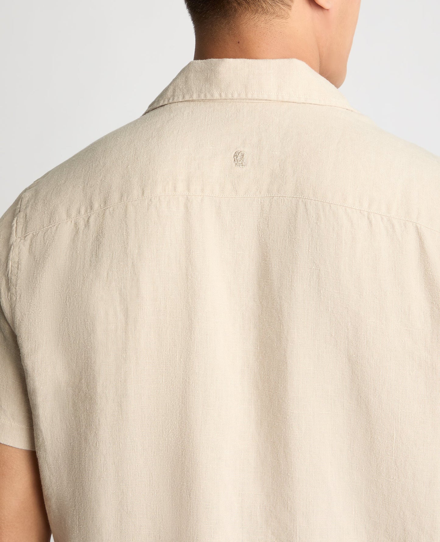 Paolo Tapered Fit Linen Short Sleeve Shirt (In Stone)