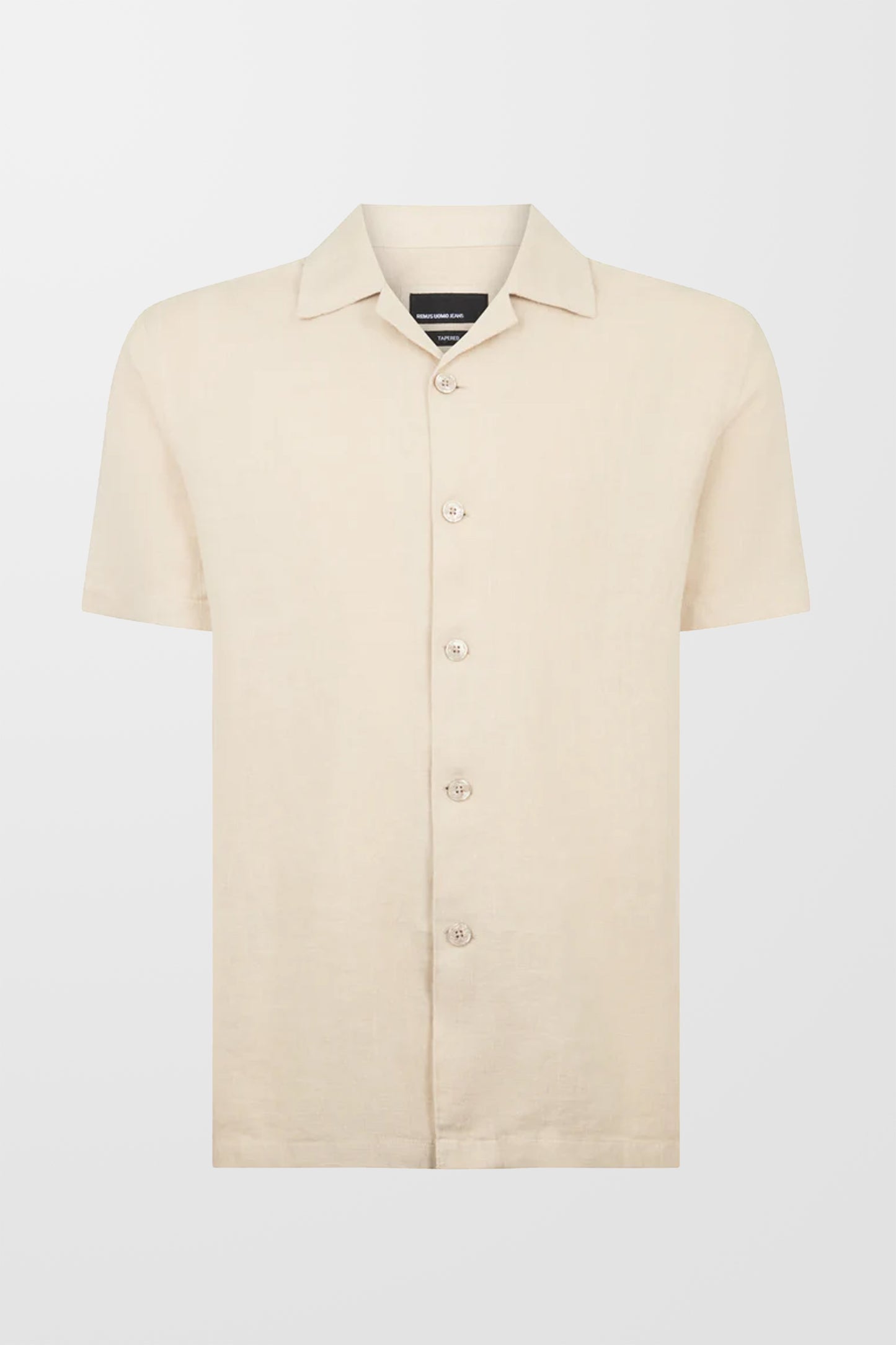 Paolo Tapered Fit Linen Short Sleeve Shirt (In Stone)