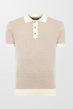 Textured Knit Short Sleeve Polo (Cream)
