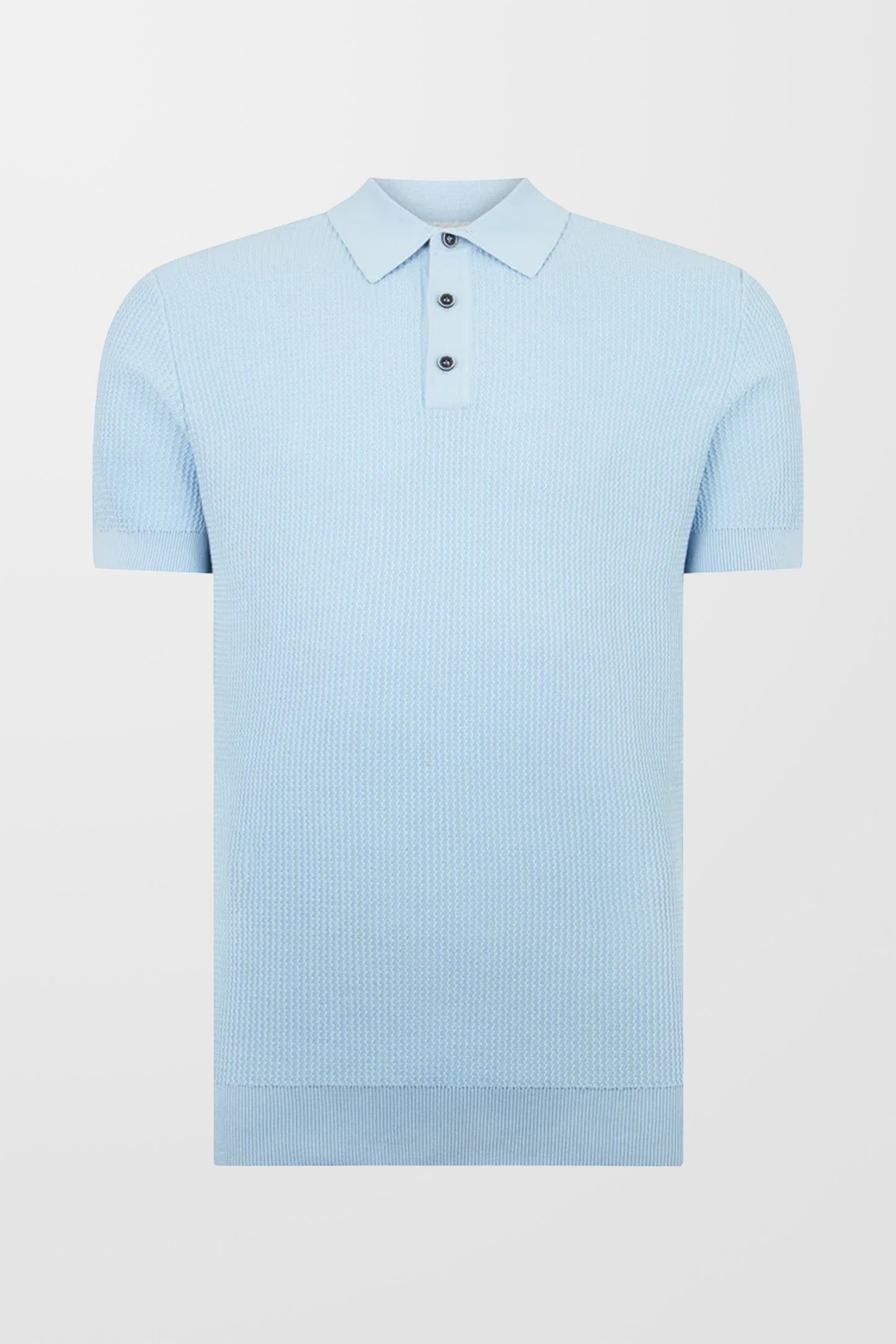 Slim Fit Knitted Cotton Polo (Sky)