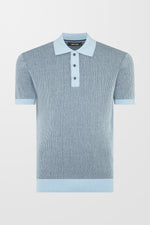 Textured Knit Short Sleeve Polo (Sky Blue)