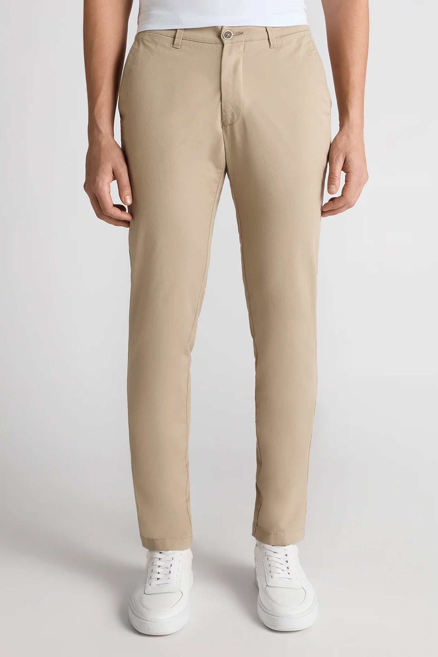 Emilio Slim Cotton Stretch Chinos (in Beige)