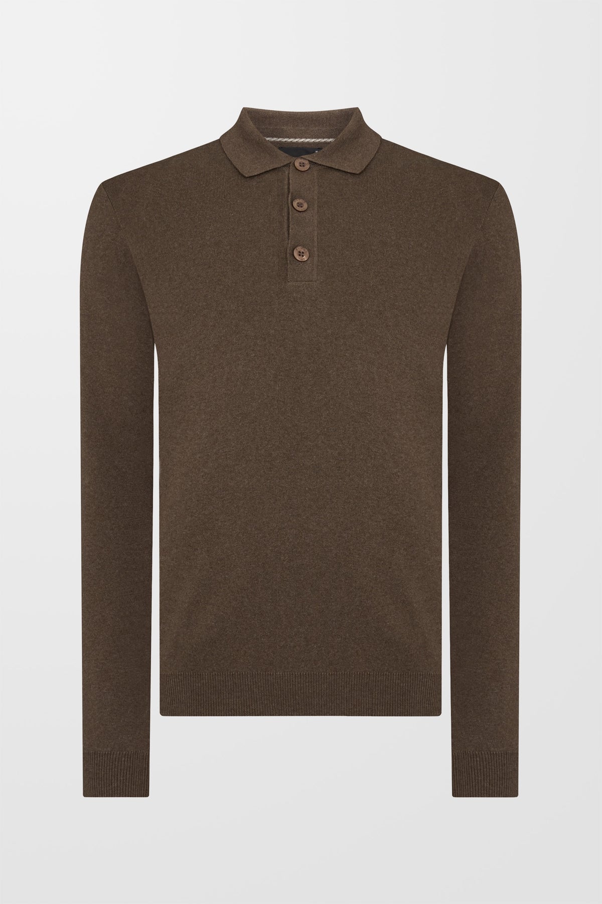 Long Sleeve Cotton Knit Polo (in Brown)