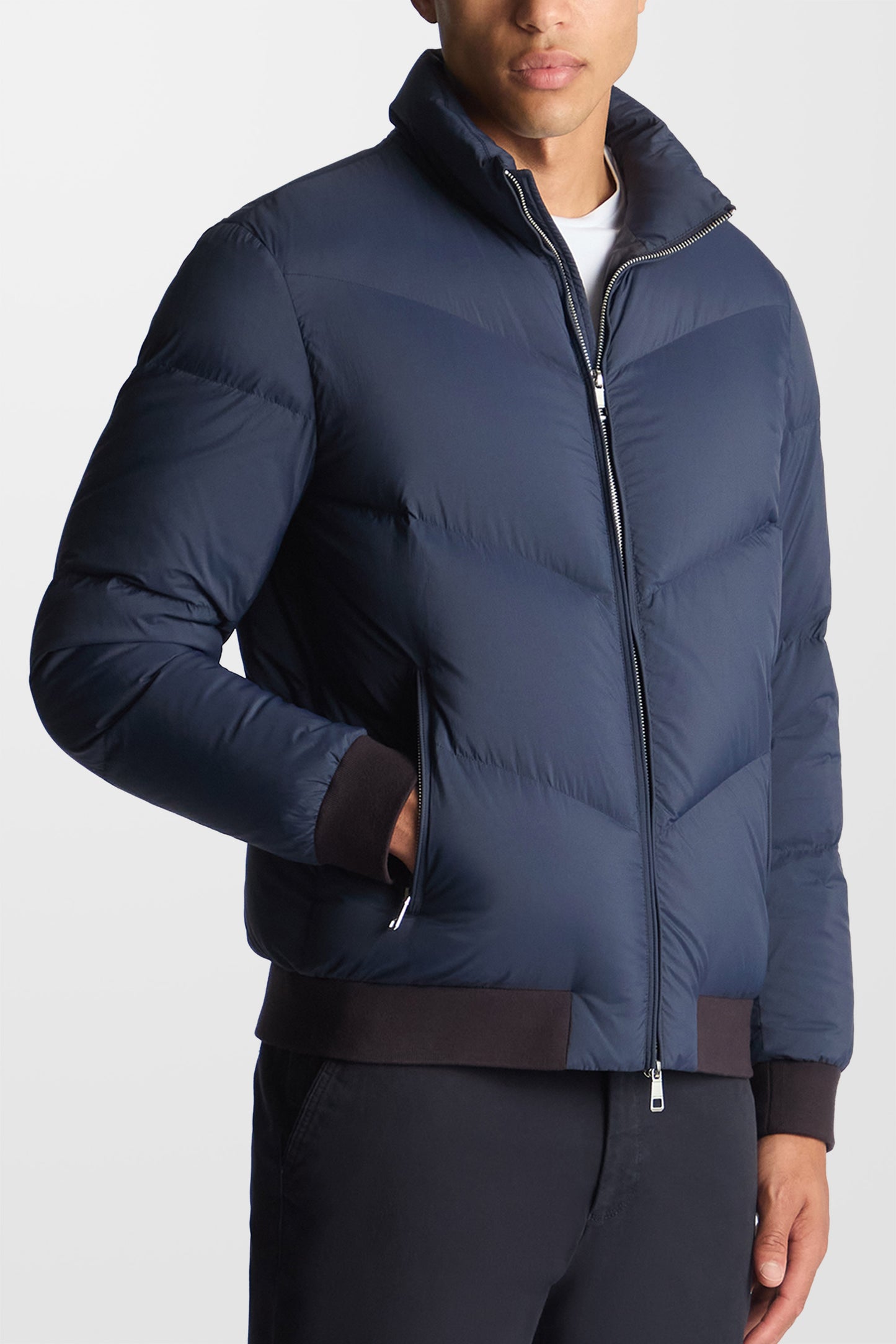 Regular Fit Down-Filled Quilted Jacket (in Blue)