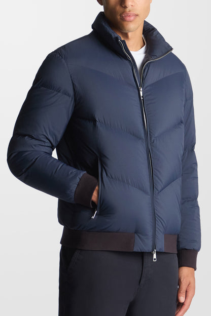 Regular Fit Down-Filled Quilted Jacket (in Blue)