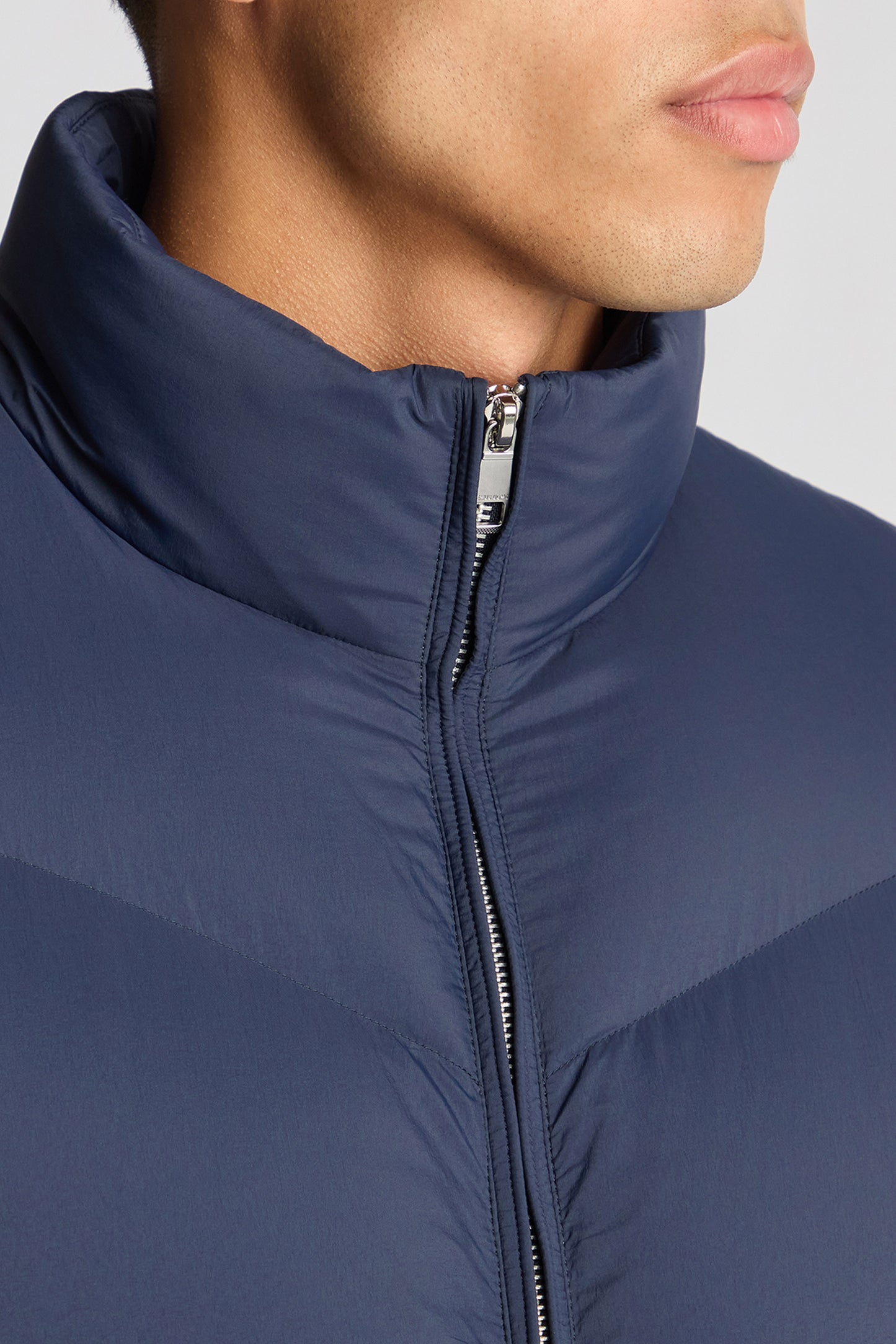 Regular Fit Down-Filled Quilted Jacket (in Blue)