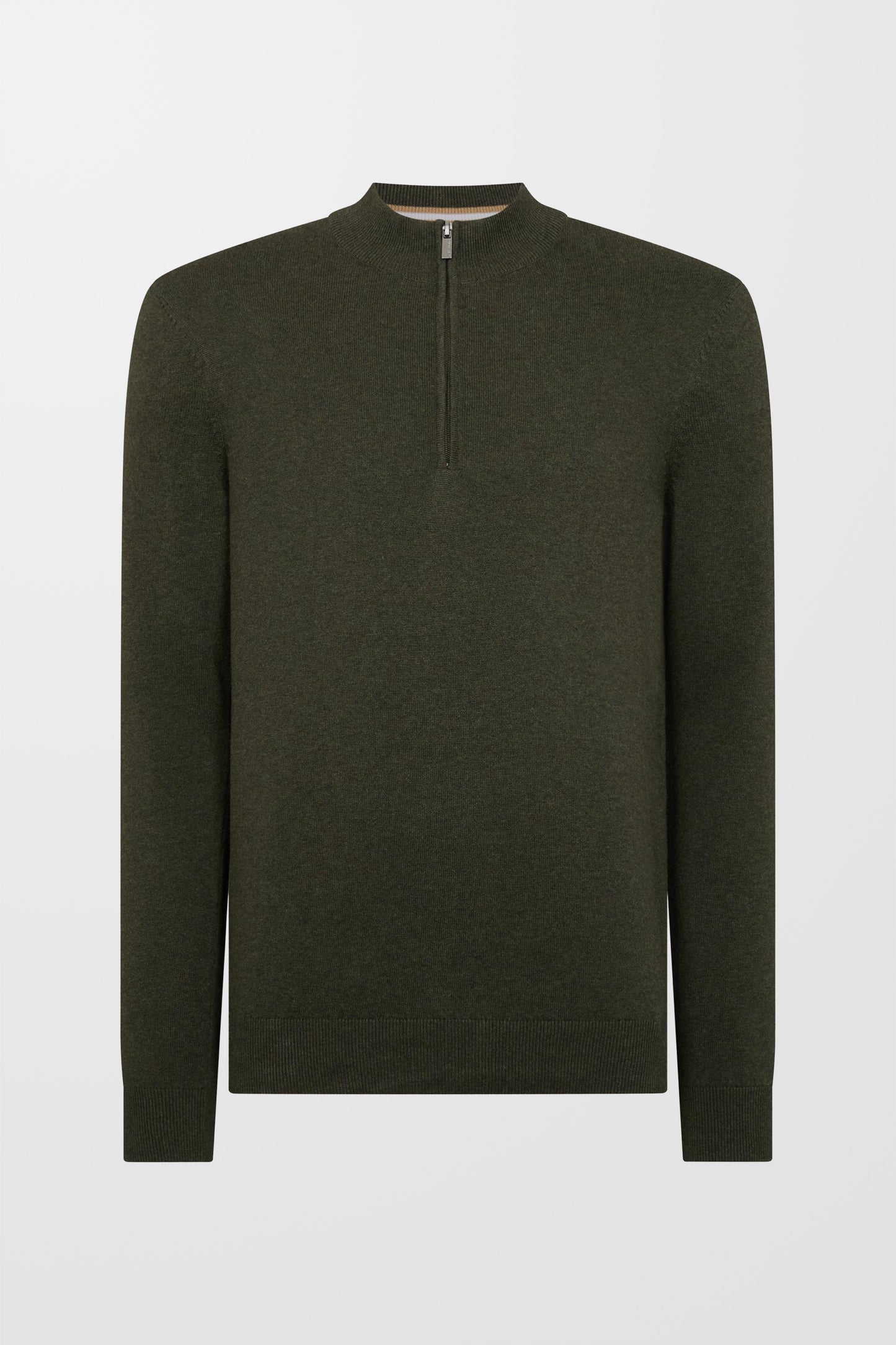 Tapered Fit Cotton Half Zip Jumper (in Green)
