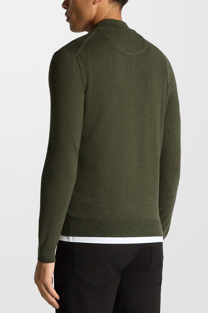 Tapered Fit Cotton Half Zip Jumper (in Green)