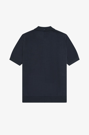 Cable Knitted Polo shirt (In Navy)