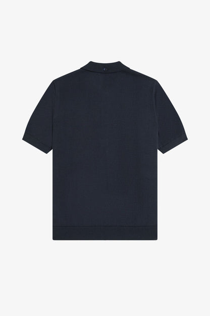 Cable Knitted Polo shirt (In Navy)