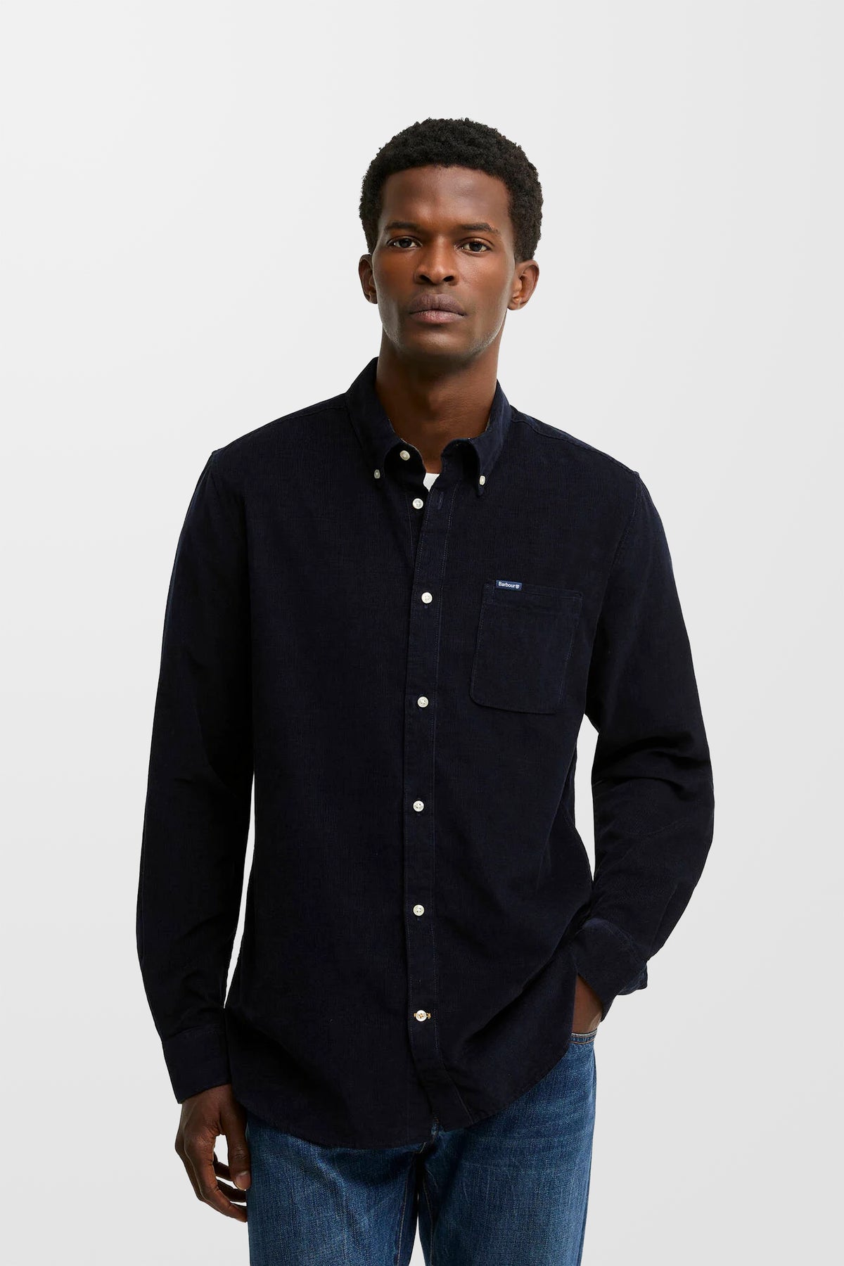 Ramsey Tailored Cord Shirt (in Navy)