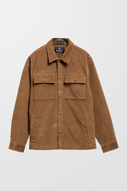 Tartan Trimmed Cord Overshirt ( In Sandstone )