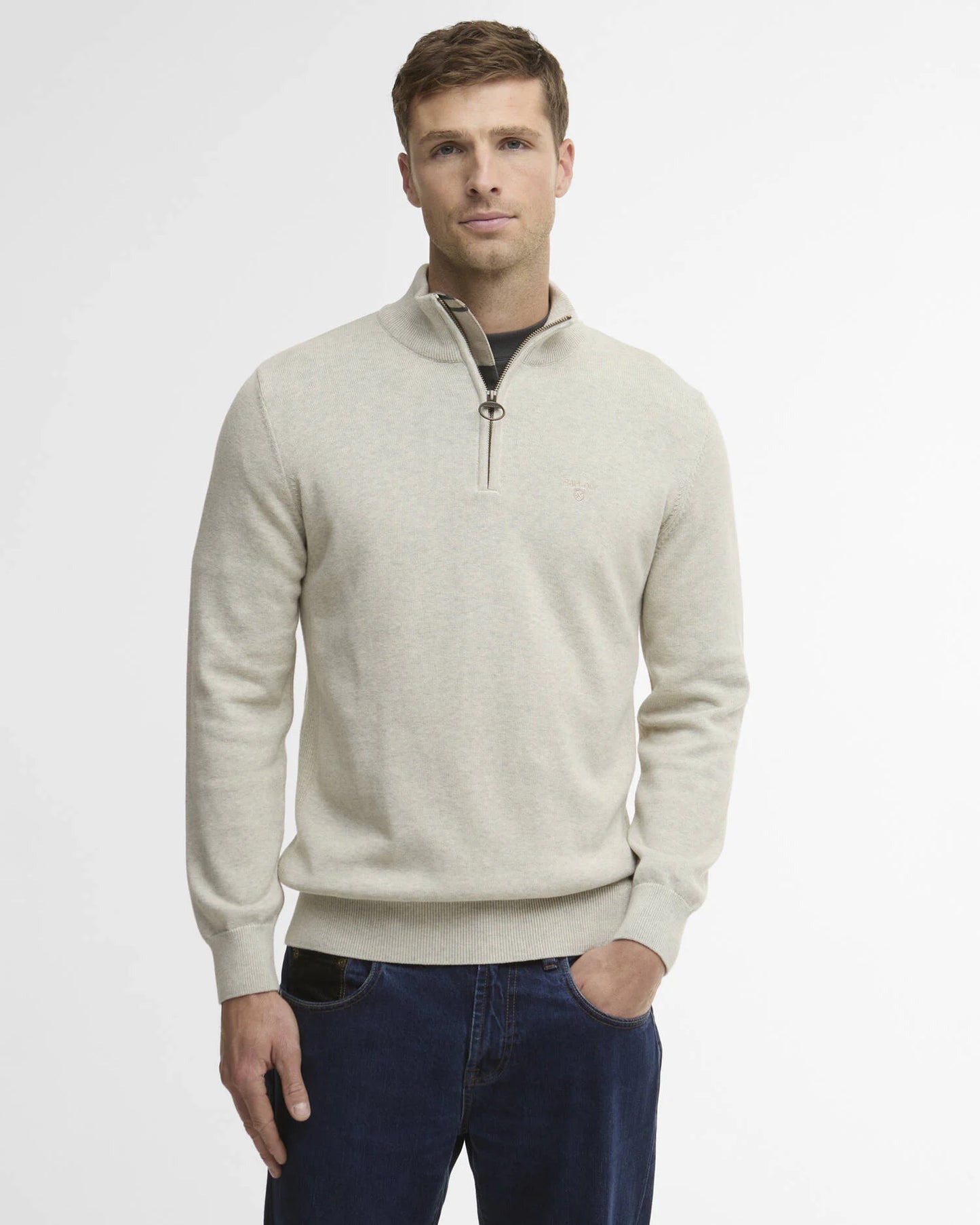 Cotton Half Zip Jumper (In Neutral)