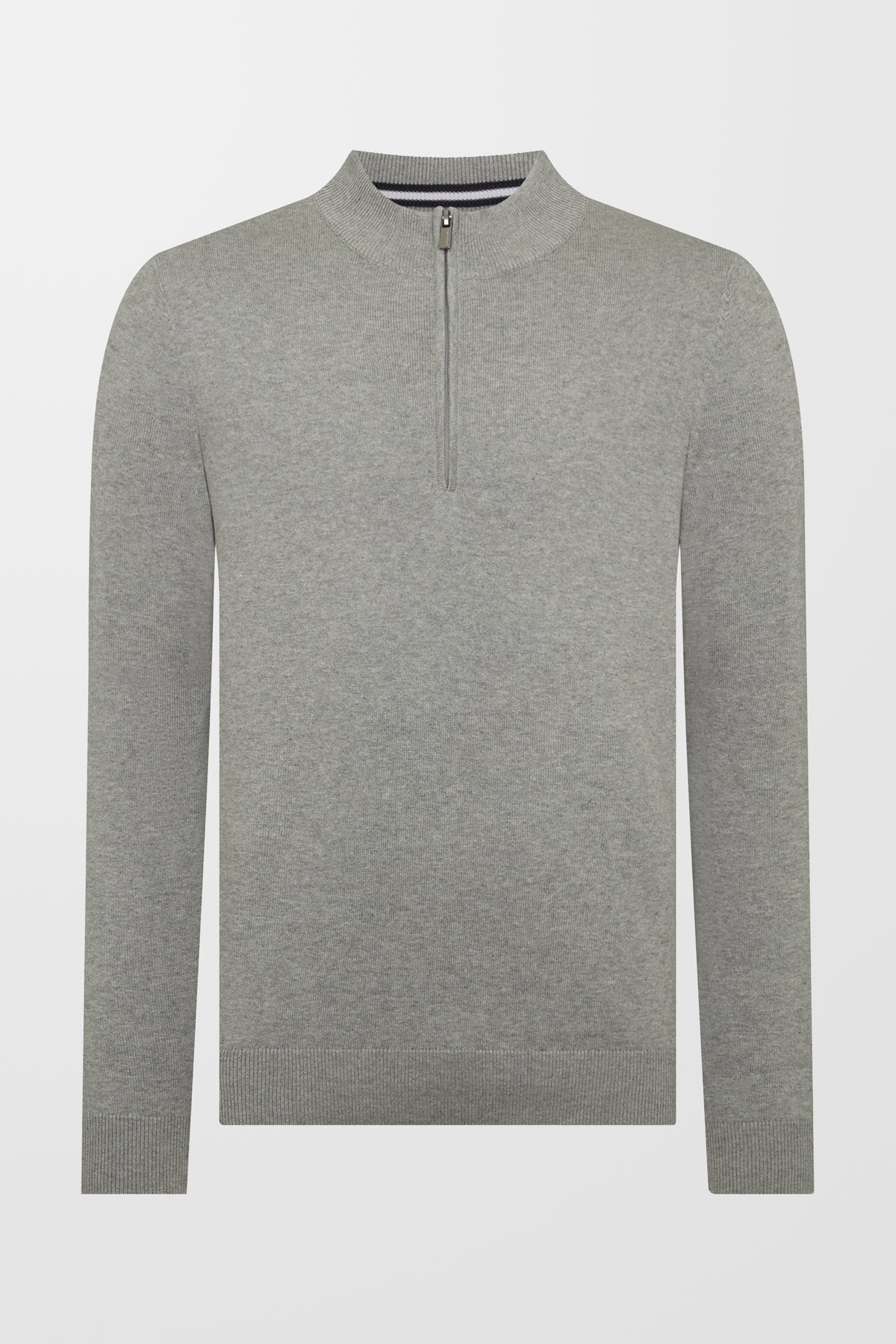 Tapered Fit Cotton Half Zip Jumper ( In Grey )