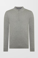 Tapered Fit Cotton Half Zip Jumper ( In Grey )