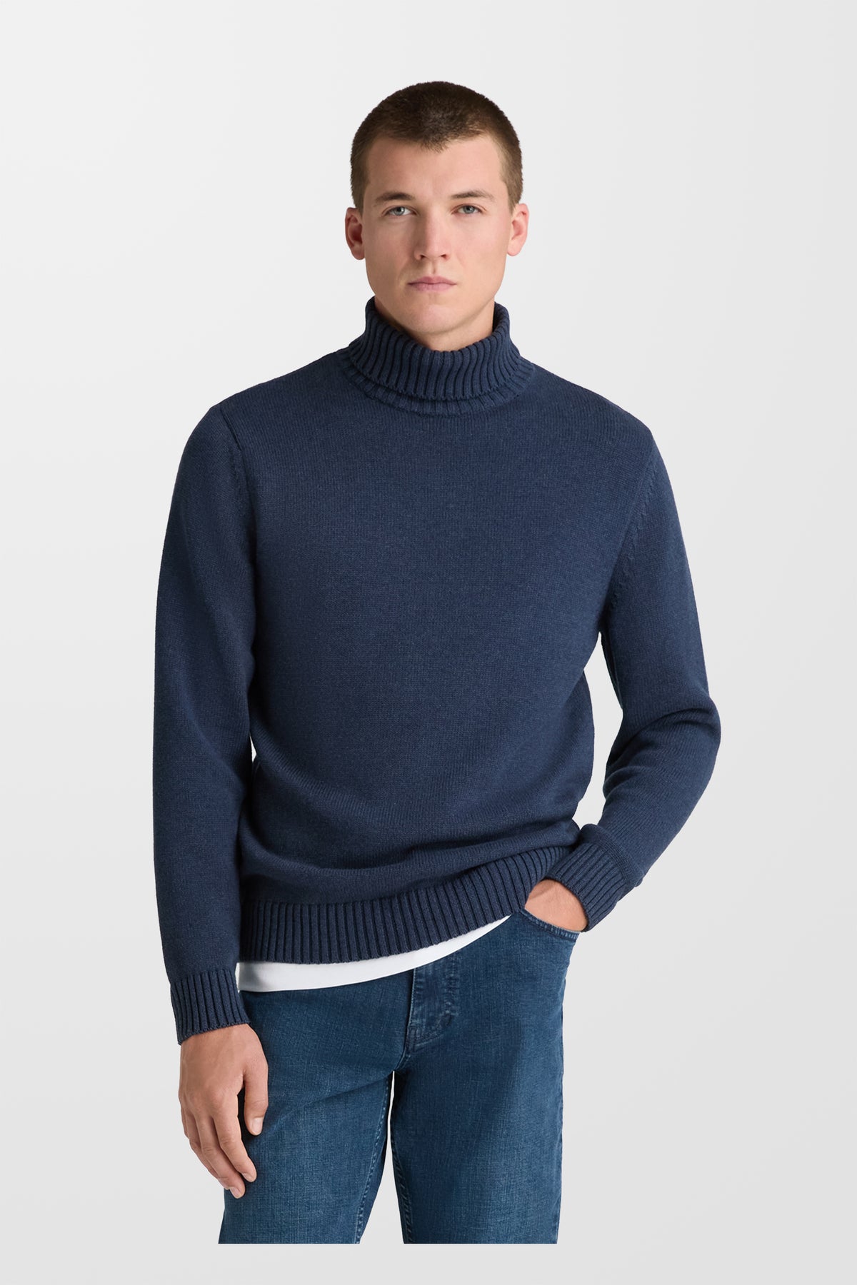 Roll Neck Cotton (Dark Blue)